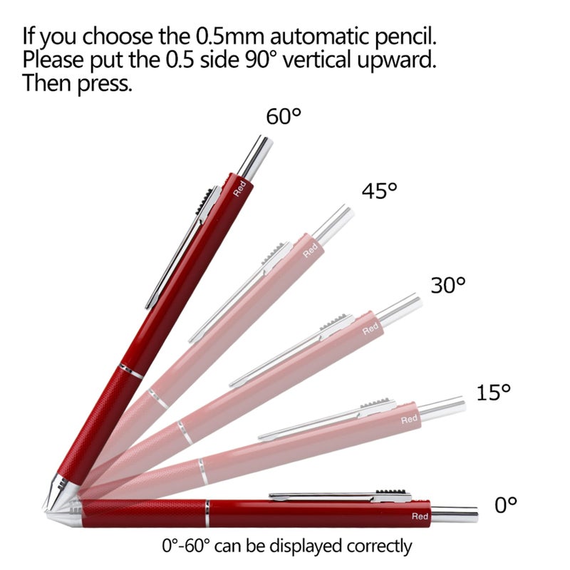 DUNBONG Metal Multifunction Pen, 4 in 1 Multicolor Pen, 0.5mm Mechanical Pencil, 1-Count (Red) - Image 4